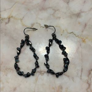 Black beaded dangle earrings